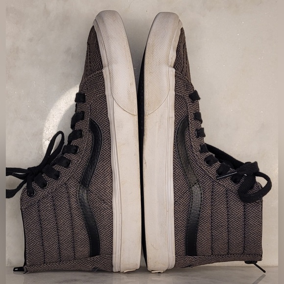 Vans SK8 Hi Gray and Black Herringbone Sneakers - Women's 7.5 /Men's 6 - Picture 4 of 10
